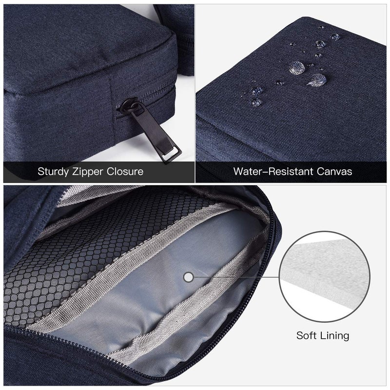 imComor حقيبة تخزين محمولة 2-عبوة، حقيبة ملحقات إلكترونية عالمية، منظم كابلات متوافق مع القرص الصلب، ماوس اللابتوب، بنك الطاقة، المحول، الهاتف المحمول، مستحضرات التجميل (صغير+كبير-أزرق داكن) - Image 4